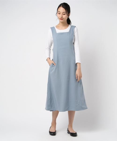 WEGO(ウィゴー)の「WEGO/2wayプリーツジャンスカ(ジャンパースカート・レディース・サックスブルー/ベージュ・FREE)」の5枚目の写真