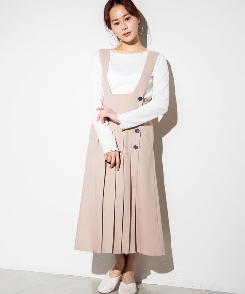 WEGO(ウィゴー)の「WEGO/2wayプリーツジャンスカ(ジャンパースカート・レディース・サックスブルー/ベージュ・FREE)」の2枚目の写真