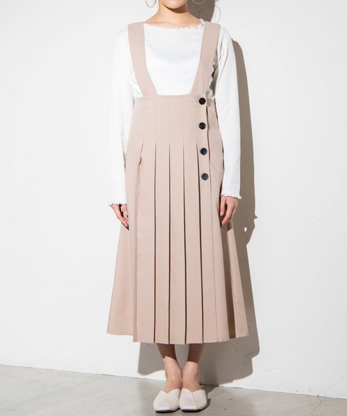 WEGO(ウィゴー)の「WEGO/2wayプリーツジャンスカ(ジャンパースカート・レディース・サックスブルー/ベージュ・FREE)」の10枚目の写真