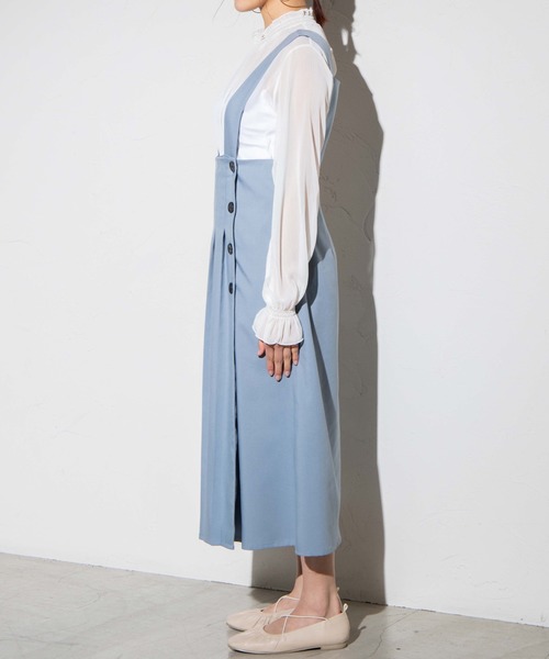 WEGO(ウィゴー)の「WEGO/2wayプリーツジャンスカ(ジャンパースカート・レディース・サックスブルー/ベージュ・FREE)」の8枚目の写真