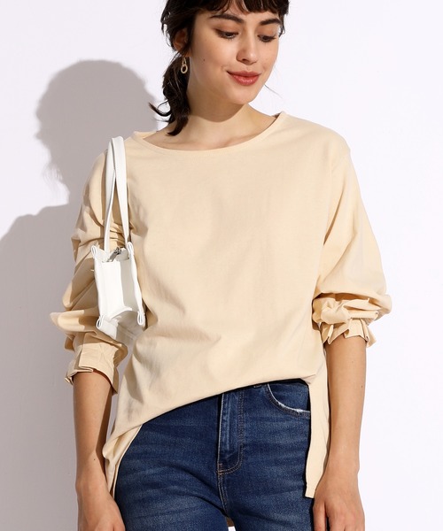 SMILE ORCHID（スマイルオーキッド）の「タックスリーブスリット入りカットソー（Tシャツ/カットソー・レディース・ホワイト/ベージュ/グレー/ブルー/ホワイト系その他/ブラウン系その他・FREE/M/L）」の5枚目の写真