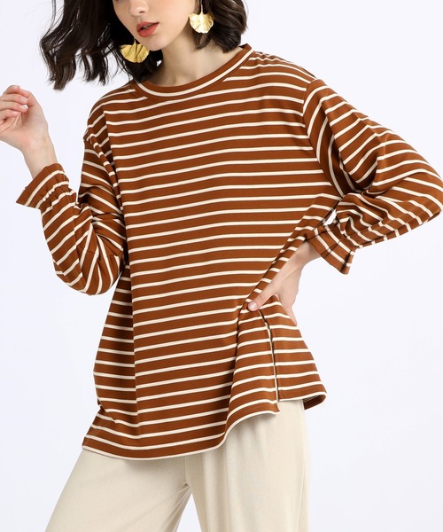 SMILE ORCHID（スマイルオーキッド）の「タックスリーブスリット入りカットソー（Tシャツ/カットソー・レディース・ホワイト/ベージュ/グレー/ブルー/ホワイト系その他/ブラウン系その他・FREE/M/L）」の4枚目の写真