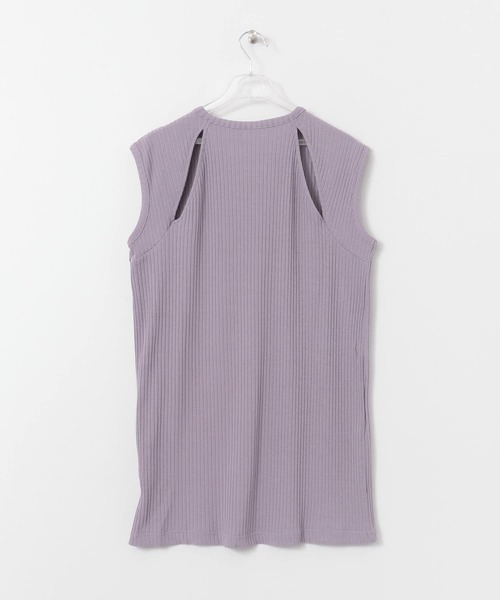LAATO（ラート）の「RIB NO-SLEEVE  TANK（タンクトップ・レディース・ブラック/パープル/オフホワイト・FREE）」の9枚目の写真