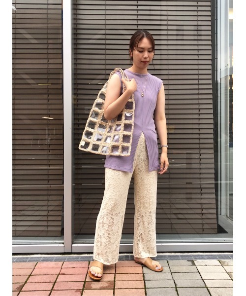 LAATO（ラート）の「RIB NO-SLEEVE  TANK（タンクトップ・レディース・ブラック/パープル/オフホワイト・FREE）」の14枚目の写真