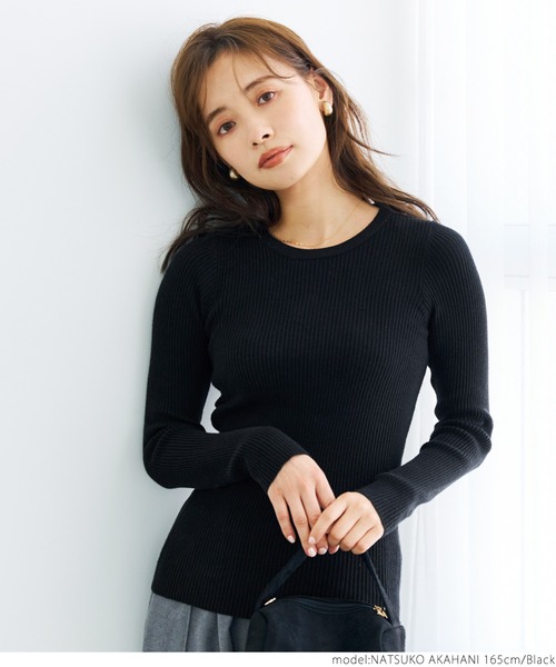 coca（coca）（コカ）の「クルーネックニット（ニット/セーター・レディース・ブラック/ベージュ/アイボリー/グレー系その他/レッド/ネイビー/グレー/ピンク・ONE SIZE）」の22枚目の写真