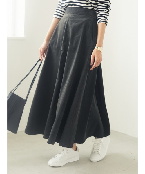 CRAFT STANDARD BOUTIQUE(クラフトスタンダードブティック)の「コールテンフレアスカート●(スカート・レディース・チャコールグレー/ベージュ/アイボリー・M/L)」の2枚目の写真