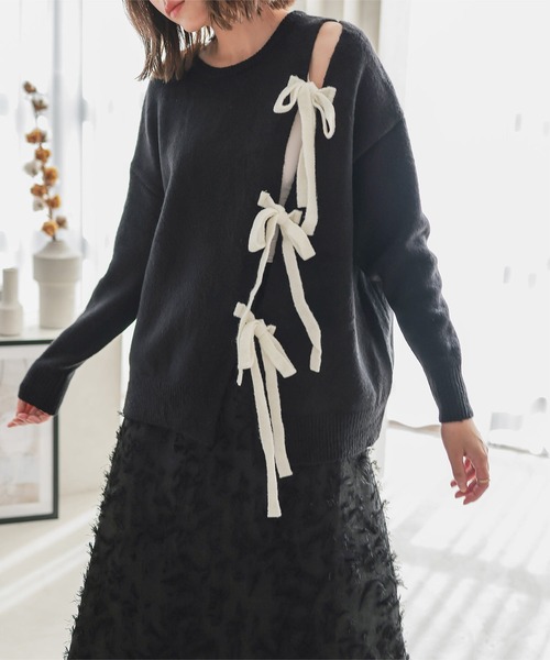 リボンスリットニットトップス（ニット/セーター）｜KOBE LETTUCE