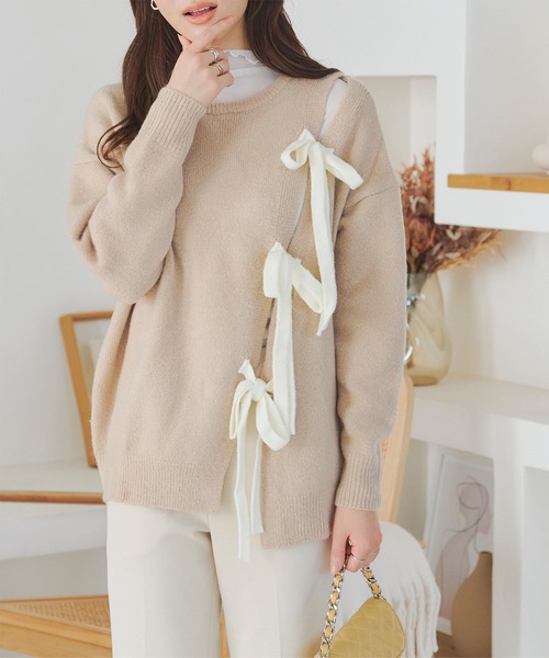 リボンスリットニットトップス（ニット/セーター）｜KOBE LETTUCE