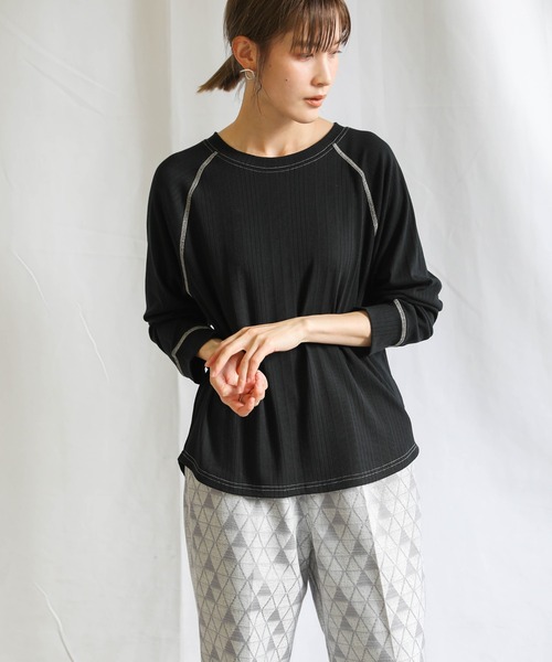 select MOCA(セレクトモカ)の「2021 SS ランダムリブバックスリットリンキングラグラントップス(Tシャツ/カットソー・レディース・ブルー/アイボリー/ブラック・FREE)」の6枚目の写真