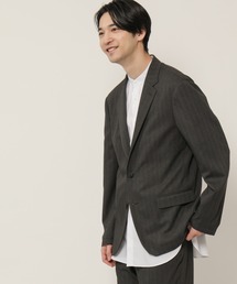 KASHIYAMA | TECH-POLYESTER ストレッチ2Bジャケット（ヘリンボーン）(テーラードジャケット)