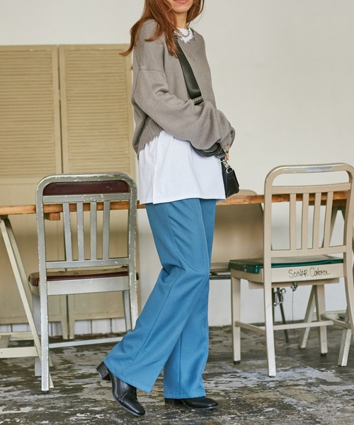 WEGO（ウィゴー）の「WEGO/ダメージVネックニットセットロンT（ニット/セーター・レディース・ブラック/オレンジ/グリーン/杢グレー/ベージュ・FREE）」の7枚目の写真