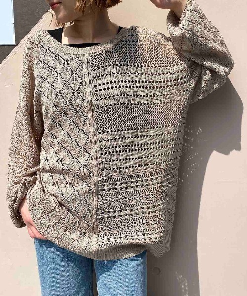 PICCIN(ピッチン)の「クロシェ編みニット(ニット/セーター・レディース・オフホワイト/サックスブルー/グレイッシュベージュ・M/L)」の11枚目の写真
