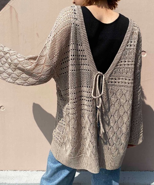 PICCIN(ピッチン)の「クロシェ編みニット(ニット/セーター・レディース・オフホワイト/サックスブルー/グレイッシュベージュ・M/L)」の12枚目の写真