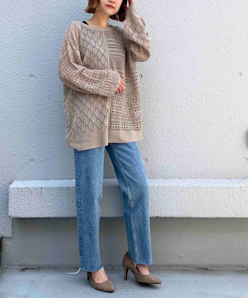PICCIN(ピッチン)の「クロシェ編みニット(ニット/セーター・レディース・オフホワイト/サックスブルー/グレイッシュベージュ・M/L)」の19枚目の写真