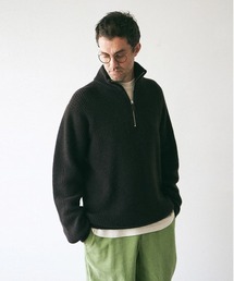 unfil アンフィル / blueface&cashmere half zip sweater ブルーフェイス＆カシミヤ ハーフジップセーター / WOFL-UU007