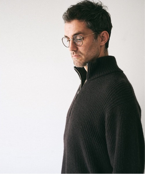 UNFIL（アンフィル）の「unfil アンフィル / blueface&cashmere half zip sweater ブルーフェイス＆カシミヤ ハーフジップセーター / WOFL-UU007（ニット/セーター・メンズ・ベージュ系その他/ダークブラウン・4/5）」の21枚目の写真