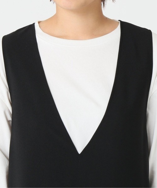 JOURNAL STANDARD（ジャーナルスタンダード）の「シックトロVネックワンピース◆7（ジャンパースカート・レディース・ブラック・FREE）」の8枚目の写真