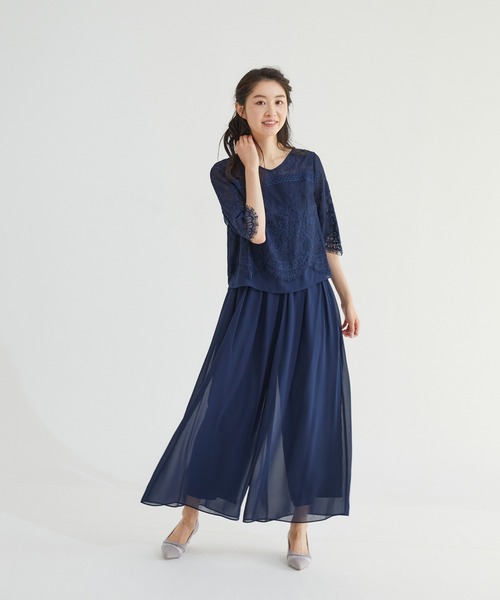 Rewde（ルゥデ）の「レーストップスパンツセットアップ（0R04-A2151）（ドレス・レディース・ネイビー/ダークグレー/グリーン・L/M）」の3枚目の写真