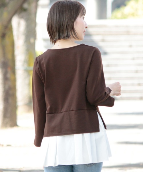 ElegChic(エレグシック)の「レイヤードプルオーバートップス(Tシャツ/カットソー・レディース・ネイビー/ベージュ/ブラック/ブラウン・F)」の20枚目の写真