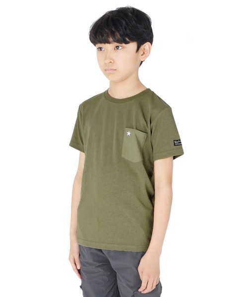 GLAZOS（グラソス）の「天竺・ポケットスター刺繍半袖Tシャツ（Tシャツ/カットソー・キッズ・ホワイト/ブラウン/ブラック/カーキ・130cm/160cm/170cm/140cm/150cm）」の9枚目の写真