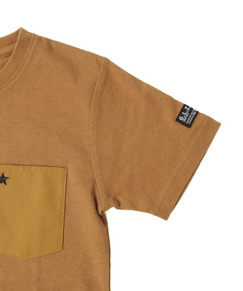 GLAZOS（グラソス）の「天竺・ポケットスター刺繍半袖Tシャツ（Tシャツ/カットソー・キッズ・ホワイト/ブラウン/ブラック/カーキ・130cm/160cm/170cm/140cm/150cm）」の13枚目の写真