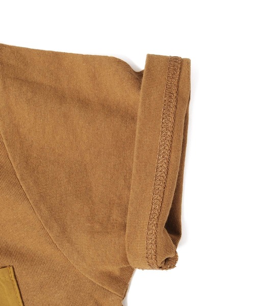 GLAZOS（グラソス）の「天竺・ポケットスター刺繍半袖Tシャツ（Tシャツ/カットソー・キッズ・ホワイト/ブラウン/ブラック/カーキ・130cm/160cm/170cm/140cm/150cm）」の6枚目の写真