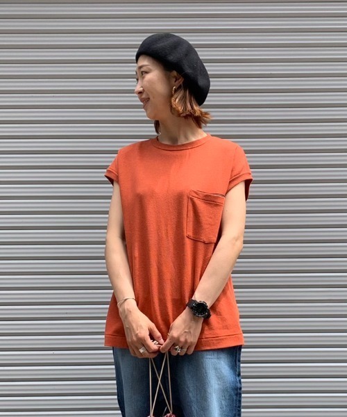 MANASTASH（マナスタッシュ）の「MANASTASH/マナスタッシュ　HEMP SLEEVELESS TEE（Tシャツ/カットソー・レディース・ブラック/ナチュラル/オレンジ・MEDIUM）」の3枚目の写真