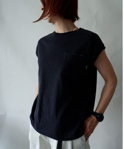MANASTASH（マナスタッシュ）の「MANASTASH/マナスタッシュ　HEMP SLEEVELESS TEE（Tシャツ/カットソー・レディース・ブラック/ナチュラル/オレンジ・MEDIUM）」の8枚目の写真