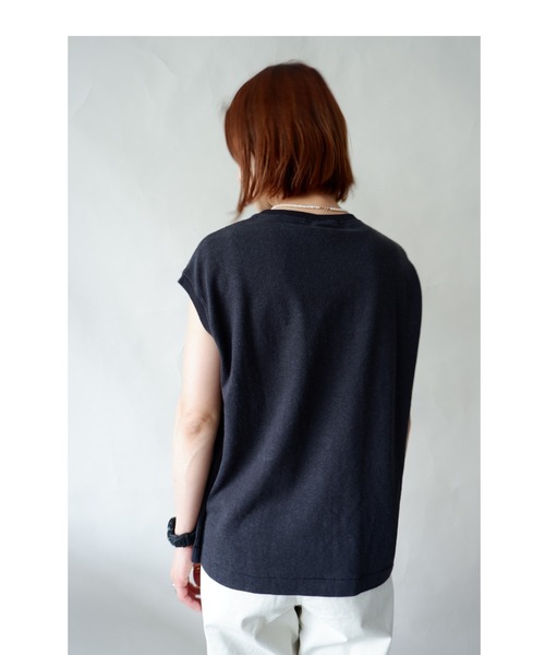 MANASTASH（マナスタッシュ）の「MANASTASH/マナスタッシュ　HEMP SLEEVELESS TEE（Tシャツ/カットソー・レディース・ブラック/ナチュラル/オレンジ・MEDIUM）」の7枚目の写真