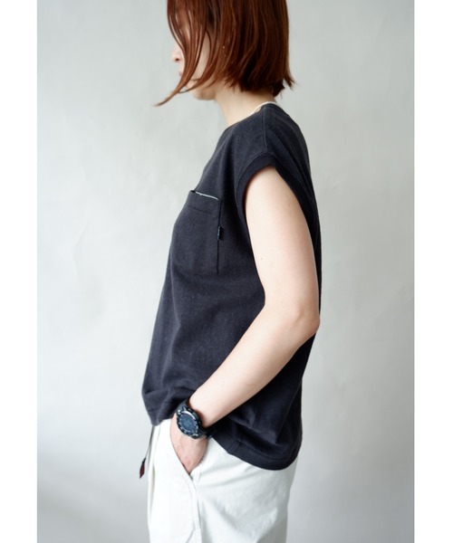 MANASTASH（マナスタッシュ）の「MANASTASH/マナスタッシュ　HEMP SLEEVELESS TEE（Tシャツ/カットソー・レディース・ブラック/ナチュラル/オレンジ・MEDIUM）」の5枚目の写真