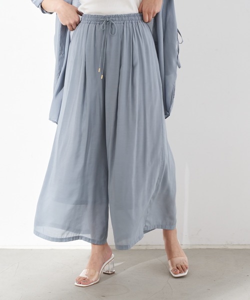 YECCA VECCA(イェッカヴェッカ)の「シルキーギャザーワイドパンツ *(その他パンツ・レディース・チャコールグレー/オレンジ/ネイビー/ブルー系その他7・FREE)」の3枚目の写真