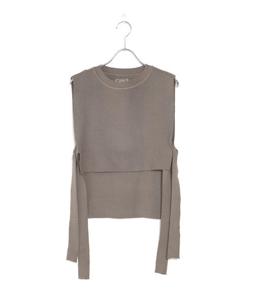 Bab（バブ）の「【WEB限定】サイドリボンレイヤードベスト（ベスト・レディース・ブラック/ベージュ/カーキ・FREE）」の4枚目の写真