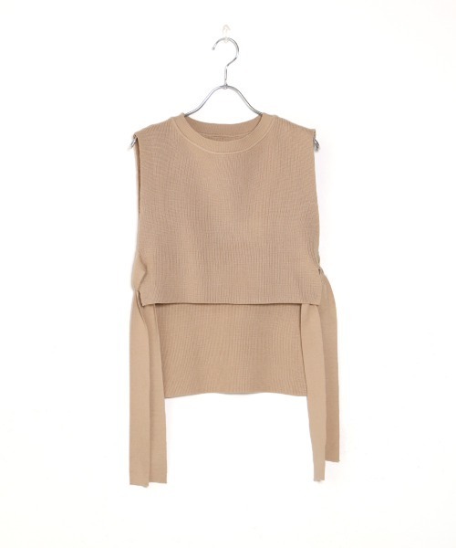 Bab（バブ）の「【WEB限定】サイドリボンレイヤードベスト（ベスト・レディース・ブラック/ベージュ/カーキ・FREE）」の5枚目の写真