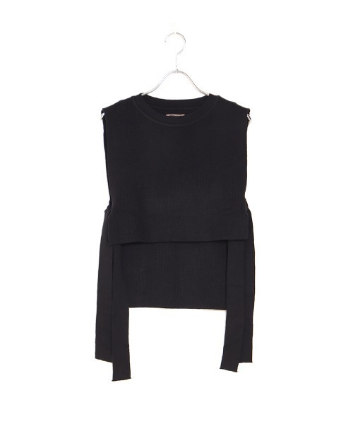 Bab（バブ）の「【WEB限定】サイドリボンレイヤードベスト（ベスト・レディース・ブラック/ベージュ/カーキ・FREE）」の6枚目の写真