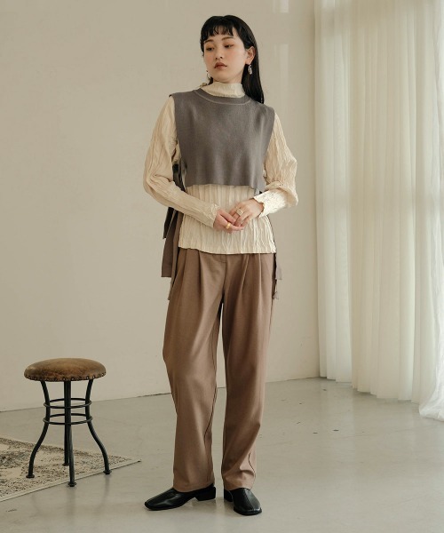 Bab（バブ）の「【WEB限定】サイドリボンレイヤードベスト（ベスト・レディース・ブラック/ベージュ/カーキ・FREE）」の12枚目の写真