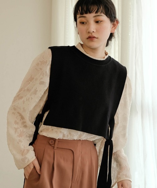 Bab（バブ）の「【WEB限定】サイドリボンレイヤードベスト（ベスト・レディース・ブラック/ベージュ/カーキ・FREE）」の18枚目の写真