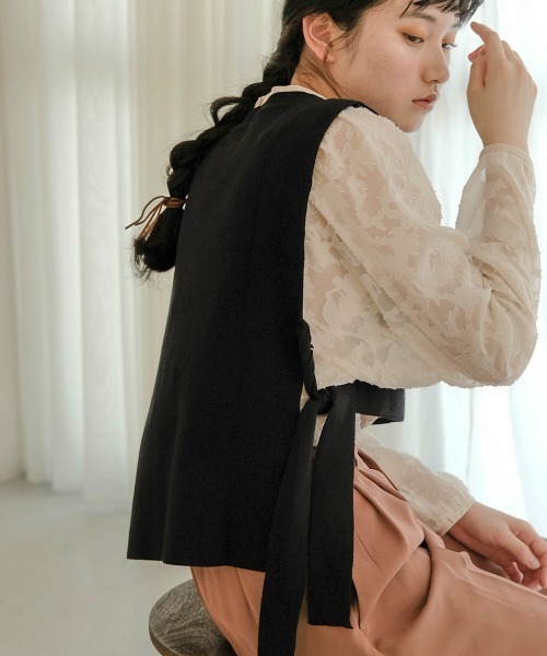 Bab（バブ）の「【WEB限定】サイドリボンレイヤードベスト（ベスト・レディース・ブラック/ベージュ/カーキ・FREE）」の20枚目の写真