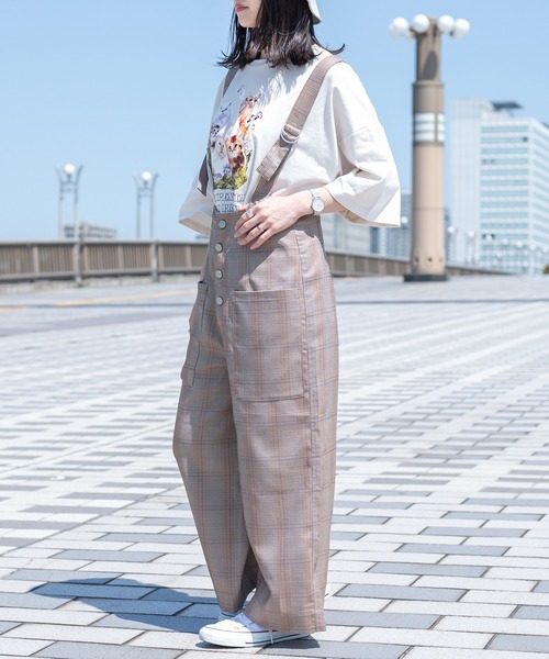 PairPair（ペアペア）の「ハイウエストワイドパンツ/サスペンダー付き(ユニセックス)（その他パンツ・レディース・アイボリー/ベージュ/グレイッシュブルー・SMALL/LARGE/MEDIUM）」の4枚目の写真