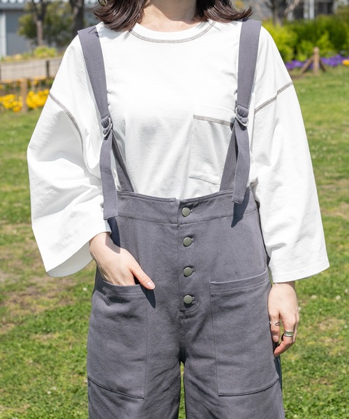 PairPair（ペアペア）の「ハイウエストワイドパンツ/サスペンダー付き(ユニセックス)（その他パンツ・レディース・アイボリー/ベージュ/グレイッシュブルー・SMALL/LARGE/MEDIUM）」の7枚目の写真