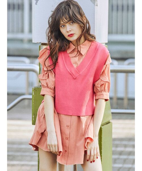 jouetie（ジュエティ）の「ベストセットチュニックシャツ（シャツ/ブラウス・レディース・ブラック/オフホワイト/オレンジ/グリーン・MEDIUM）」の4枚目の写真