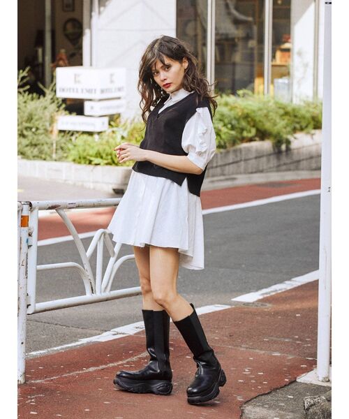 jouetie（ジュエティ）の「ベストセットチュニックシャツ（シャツ/ブラウス・レディース・ブラック/オフホワイト/オレンジ/グリーン・MEDIUM）」の13枚目の写真