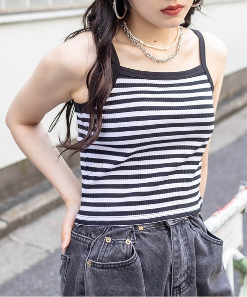 RASVOA（ラスボア）の「シンプルパット付きキャミソール（キャミソール・レディース・グレー/ブルー/ブラック/ブラック系その他・FREE）」の3枚目の写真