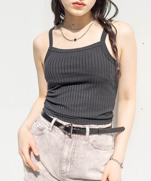 RASVOA（ラスボア）の「シンプルパット付きキャミソール（キャミソール・レディース・グレー/ブルー/ブラック/ブラック系その他・FREE）」の2枚目の写真