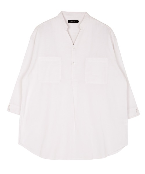 jiggys shop（ジギーズショップ）の「綿麻 パナマ織 スタンド スキッパー 7分袖シャツ（シャツ/ブラウス・メンズ・ホワイト/ライトブルー/ネイビー/グレー系その他/ブルー系その他/ライトピンク/ライトベージュ/チャコール/ブラウン/ベージュ/グレー/グレー系その他2・MEDIUM/LARGE）」の19枚目の写真