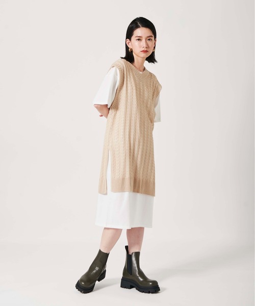 Lilipetit(リリプティ)の「インナーSET透かし柄ニットワンピース(ワンピース・レディース・ライトグレー/オフホワイト・L/M)」の13枚目の写真