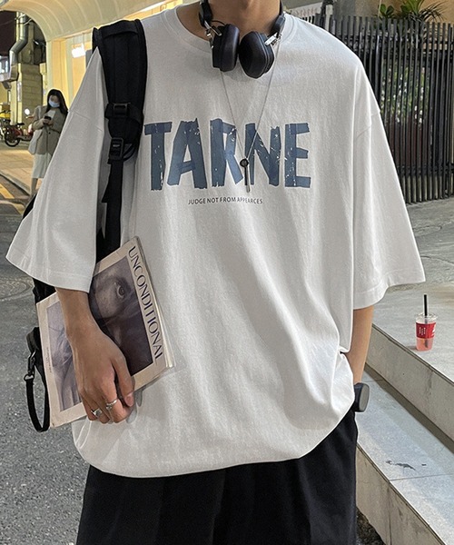 HOOK（フック）の「【HOOK】【2021新作】 シンプル英字プリント半袖tシャツ（Tシャツ/カットソー・メンズ・ブルー/ブラック/ホワイト・XL/M/L）」の2枚目の写真