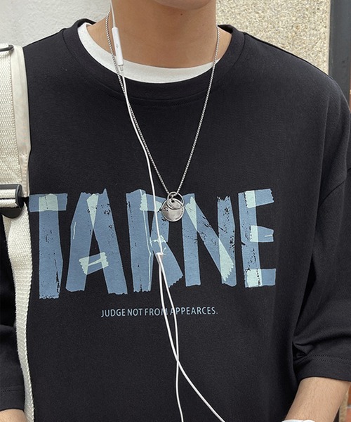 HOOK（フック）の「【HOOK】【2021新作】 シンプル英字プリント半袖tシャツ（Tシャツ/カットソー・メンズ・ブルー/ブラック/ホワイト・XL/M/L）」の3枚目の写真