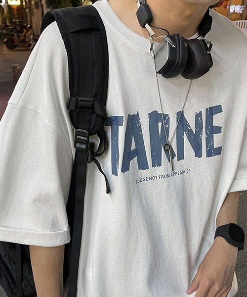 HOOK（フック）の「【HOOK】【2021新作】 シンプル英字プリント半袖tシャツ（Tシャツ/カットソー・メンズ・ブルー/ブラック/ホワイト・XL/M/L）」の4枚目の写真