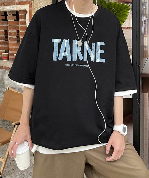 HOOK（フック）の「【HOOK】【2021新作】 シンプル英字プリント半袖tシャツ（Tシャツ/カットソー・メンズ・ブルー/ブラック/ホワイト・XL/M/L）」の9枚目の写真