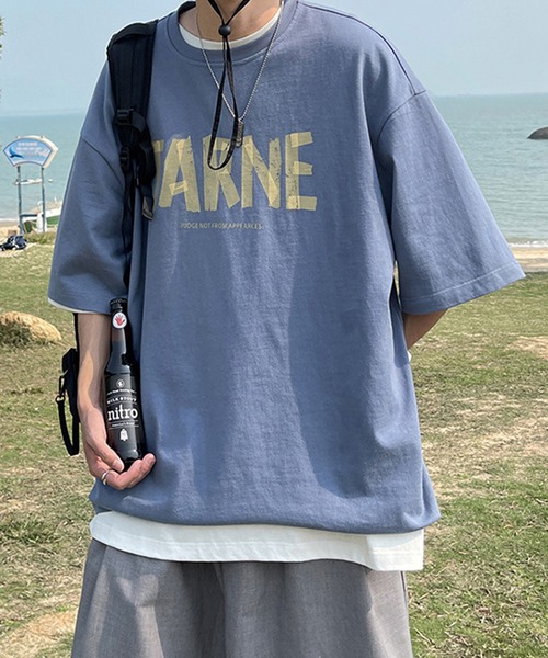 HOOK（フック）の「【HOOK】【2021新作】 シンプル英字プリント半袖tシャツ（Tシャツ/カットソー・メンズ・ブルー/ブラック/ホワイト・XL/M/L）」の11枚目の写真